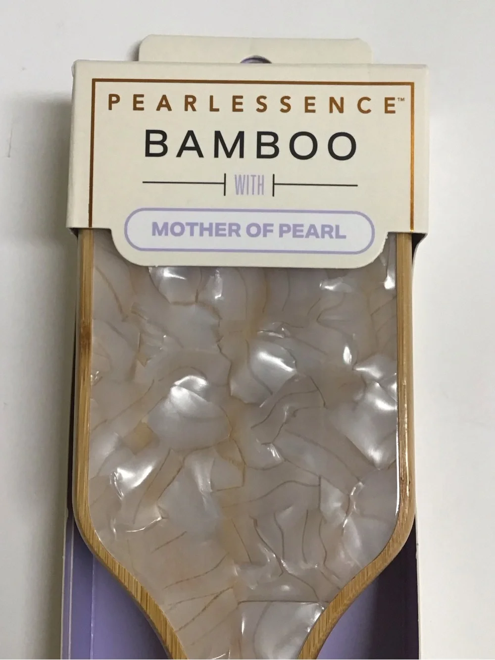 BAMBOO Paddle Hair Brush Wood MOTHER OF PEARL Bath Vanity Pearlessence Luxe NEW